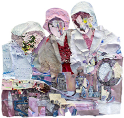 RIIN KALJURAND - Three Women, painting, collage, figurative, abstract, sculpture